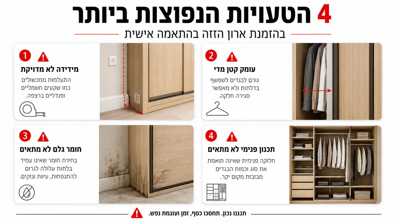 הטעויות הנפוצות בהזמנת ארון הזזה לפי מידה