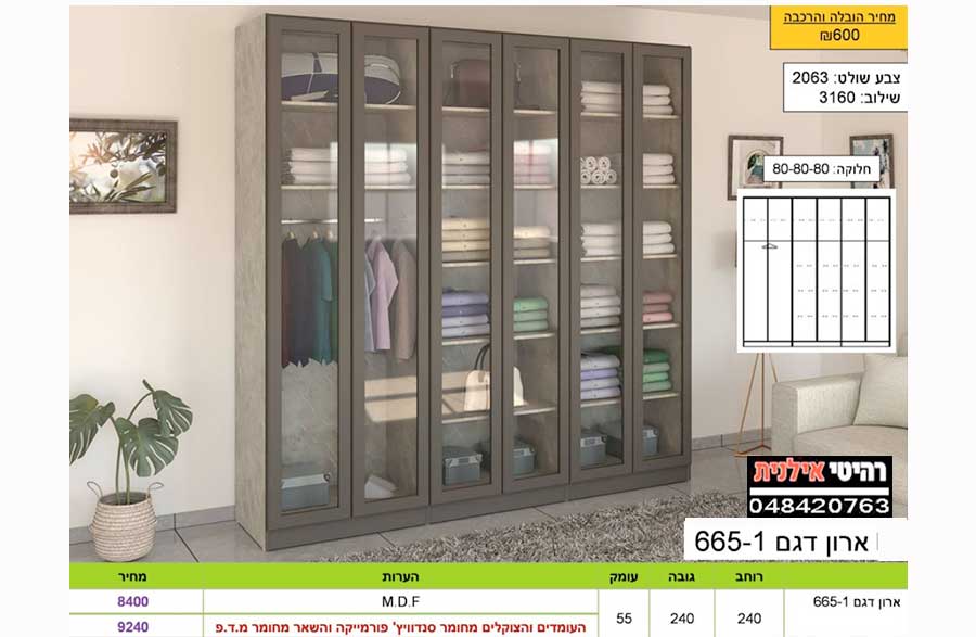 ארון פתיחה מסגרת זכוכית דגם 665-1
